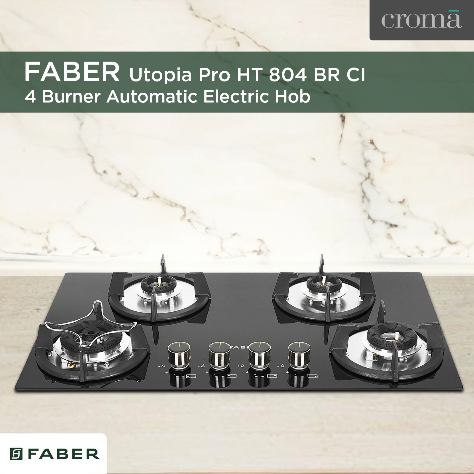 FABER Superia HT764 BR AI Toughened Glass Top 4 Burner Automatic Gas Hob (Battery Operated, Black) FABER Superia HT764 BR AI Toughened Glass Top 4 Burner Automatic Gas Hob (Battery Operated, Black)_15