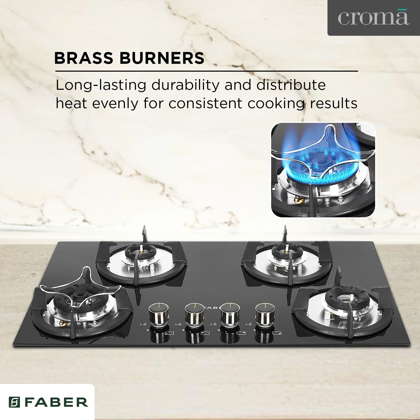 FABER Superia HT764 BR AI Toughened Glass Top 4 Burner Automatic Gas Hob (Battery Operated, Black) FABER Superia HT764 BR AI Toughened Glass Top 4 Burner Automatic Gas Hob (Battery Operated, Black)_16