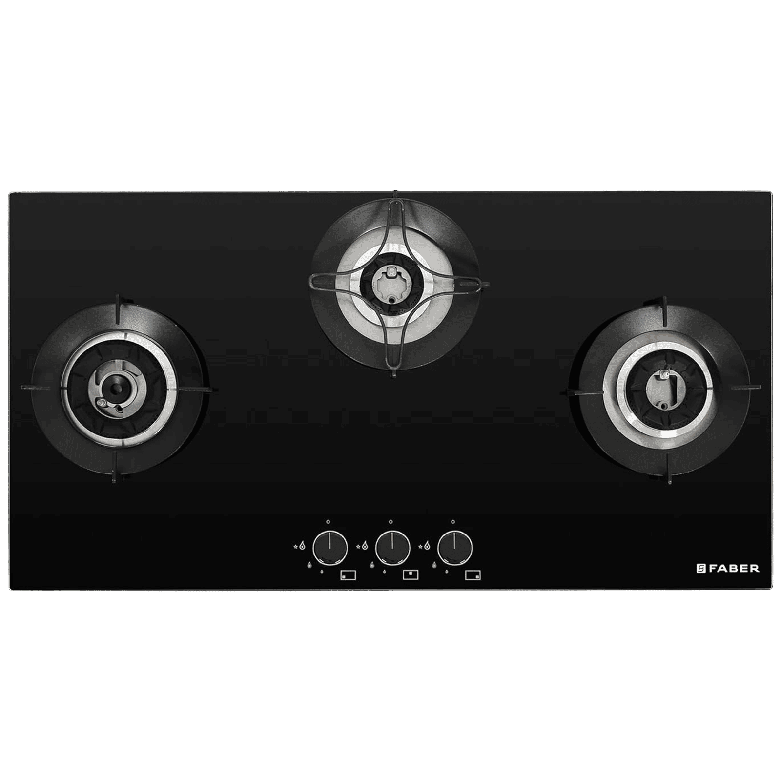 FABER SUPERIA HT903 BR AI Toughened Glass Top 3 Burner Automatic Gas Hob (Fully Concealed Drip Tray, Black)_1