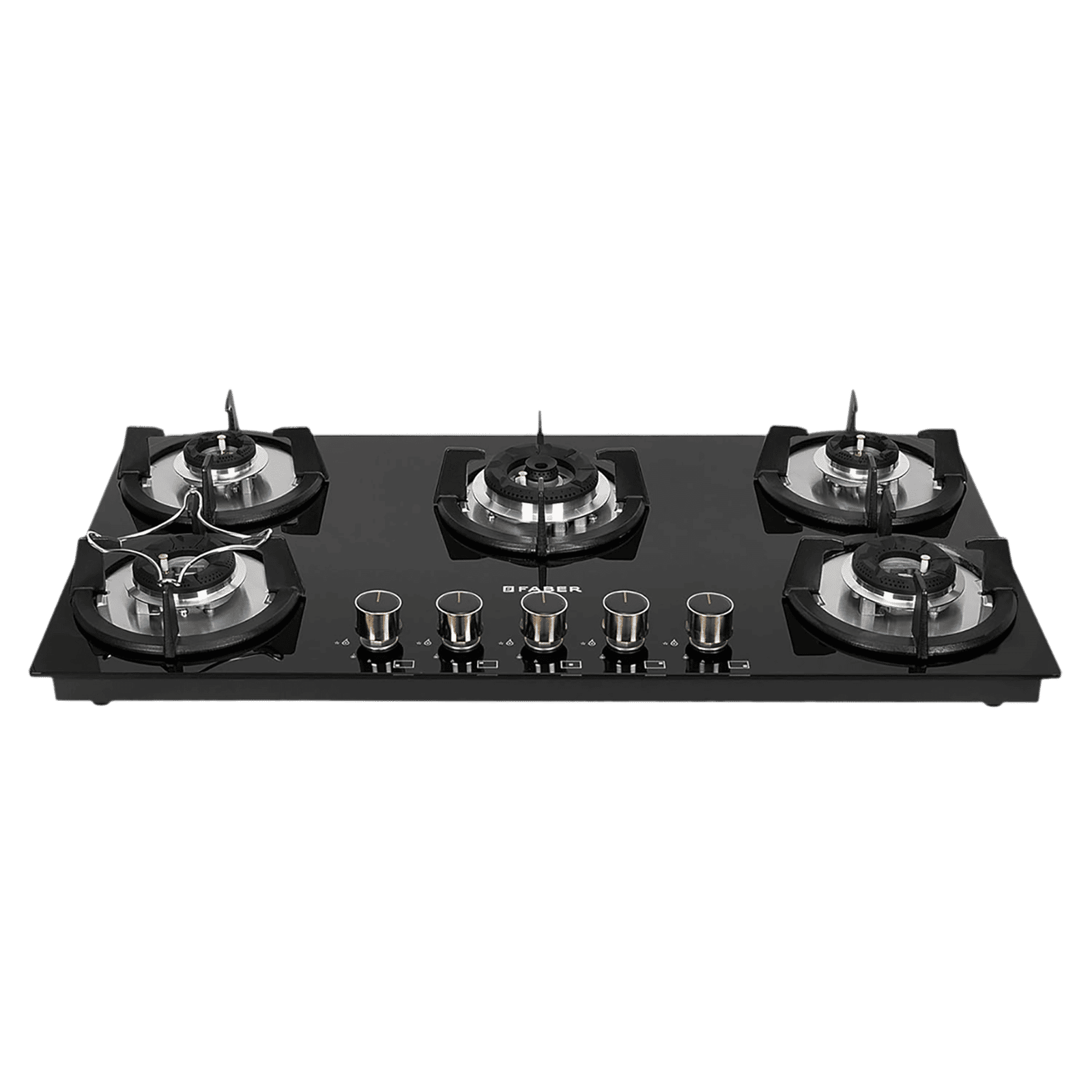 FABER SUPERIA HT905 BR AI Toughened Glass Top 5 Burner Automatic Gas Hob (Fully Concealed Drip Tray, Black)_1