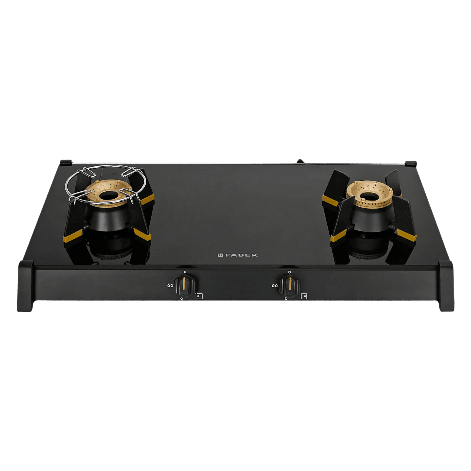 FABER GENIUS 752 Toughened Glass Top 2 Burner Manual Hob (Cast Iron Pan Support, Black) FABER GENIUS 752 Toughened Glass Top 2 Burner Manual Hob (Cast Iron Pan Support, Black)_1