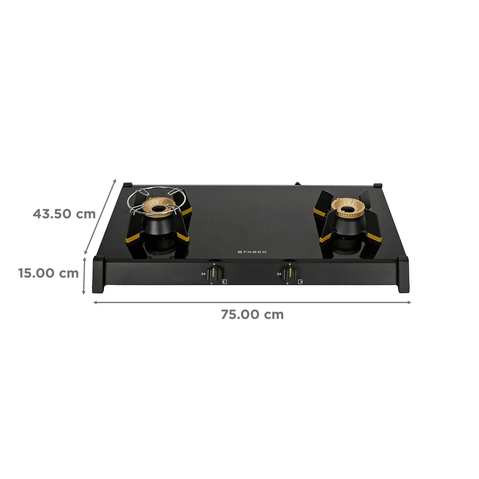 FABER GENIUS 752 Toughened Glass Top 2 Burner Manual Hob (Cast Iron Pan Support, Black) FABER GENIUS 752 Toughened Glass Top 2 Burner Manual Hob (Cast Iron Pan Support, Black)_2