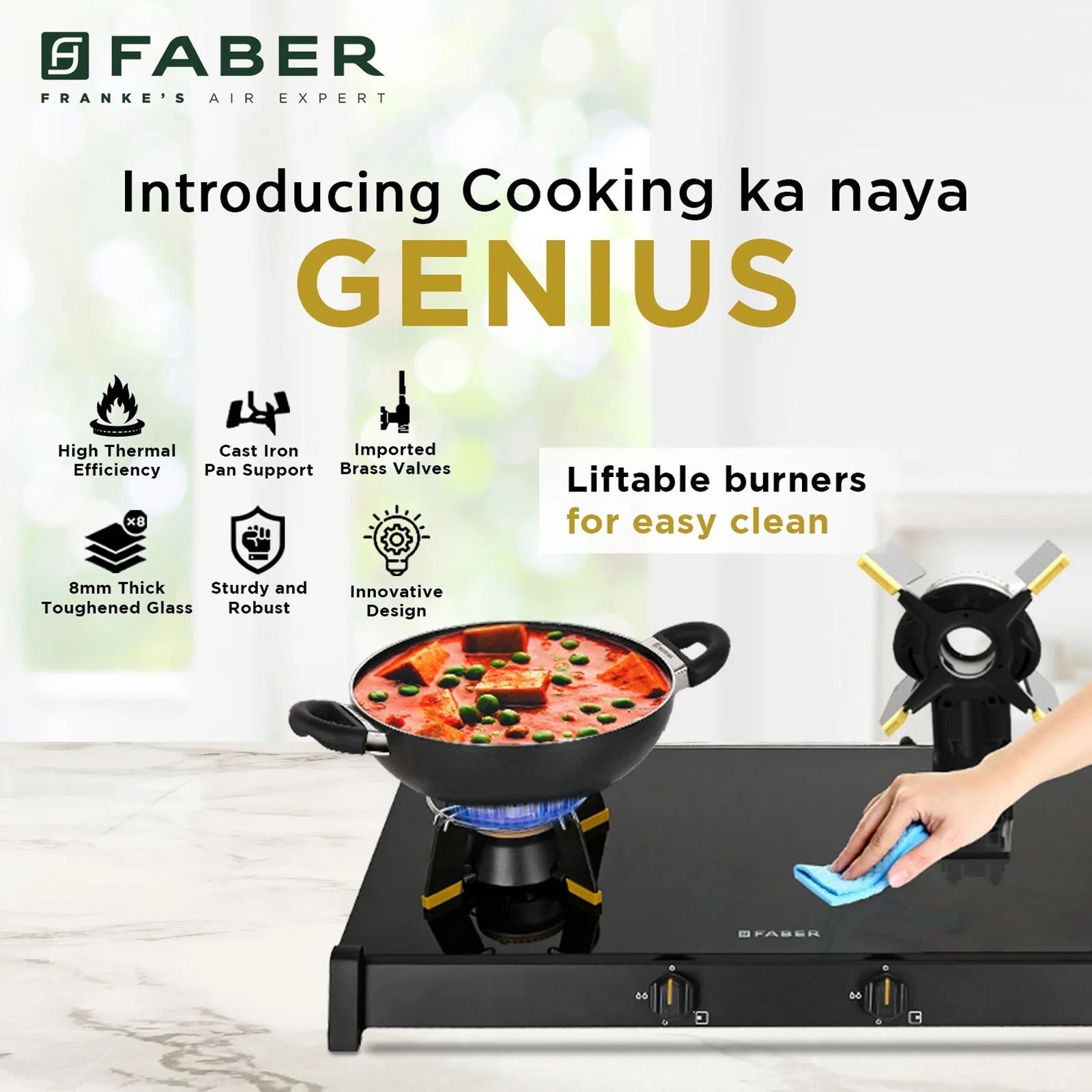 FABER GENIUS 752 Toughened Glass Top 2 Burner Manual Hob (Cast Iron Pan Support, Black) FABER GENIUS 752 Toughened Glass Top 2 Burner Manual Hob (Cast Iron Pan Support, Black)_9