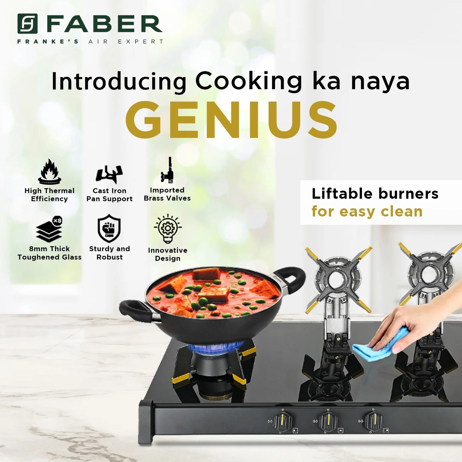 FABER GENIUS 753 Toughened Glass Top 3 Burner Manual Hob (Cast Iron Pan Support, Black) FABER GENIUS 753 Toughened Glass Top 3 Burner Manual Hob (Cast Iron Pan Support, Black)_13