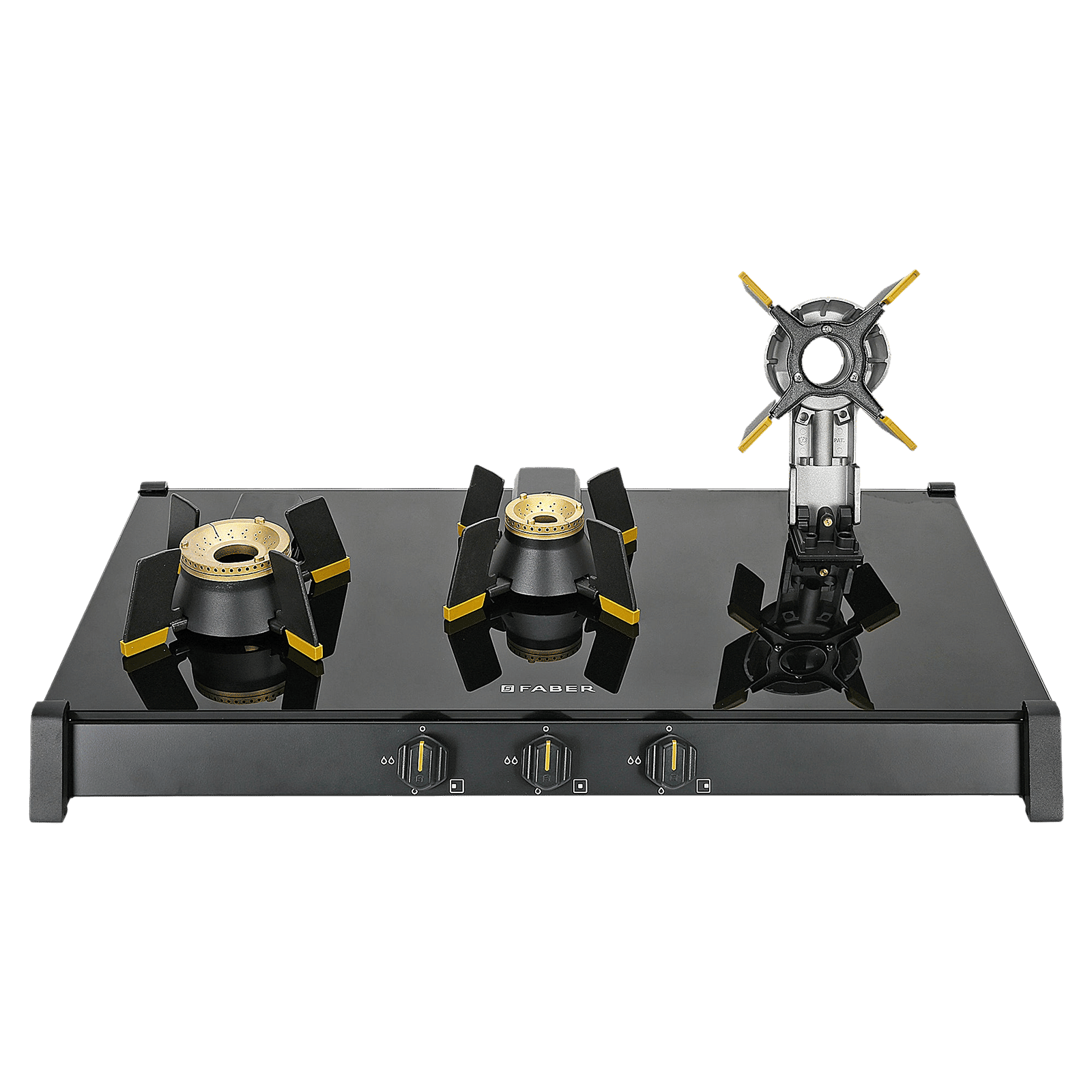 FABER GENIUS 753 Toughened Glass Top 3 Burner Manual Hob (Cast Iron Pan Support, Black) FABER GENIUS 753 Toughened Glass Top 3 Burner Manual Hob (Cast Iron Pan Support, Black)_6