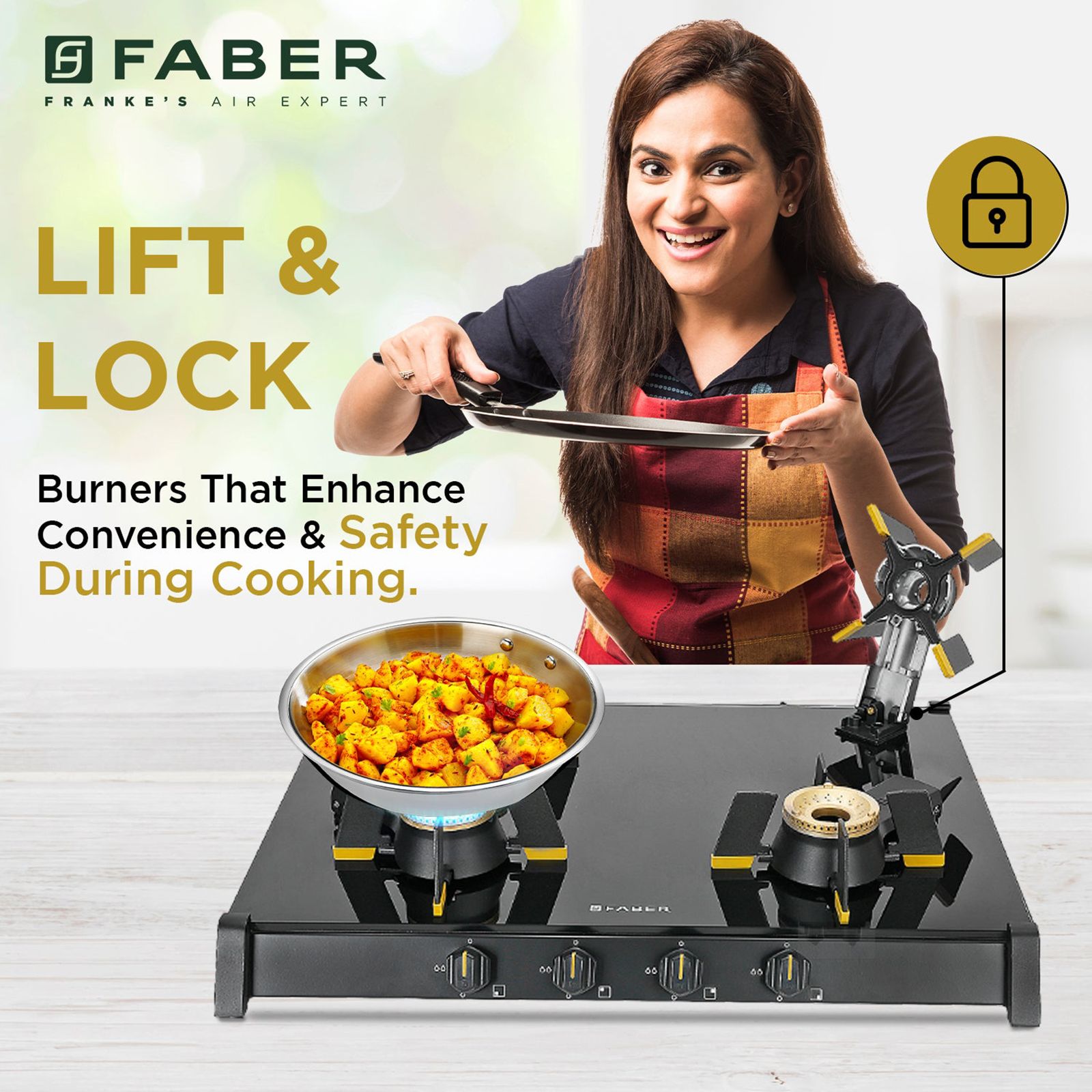 FABER GENIUS 704 BK Toughened Glass Top 4 Burner Manual Hob (Cast Iron Pan Support, Black) FABER GENIUS 704 BK Toughened Glass Top 4 Burner Manual Hob (Cast Iron Pan Support, Black)_8