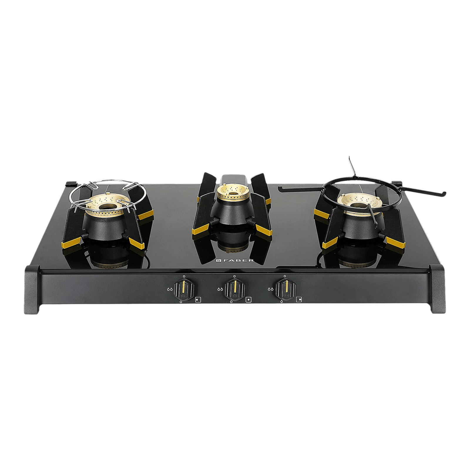 FABER GENIUS 753 AI Toughened Glass Top 3 Burner Manual Hob (Cast Iron Pan Support, Black) FABER GENIUS 753 AI Toughened Glass Top 3 Burner Manual Hob (Cast Iron Pan Support, Black)_1