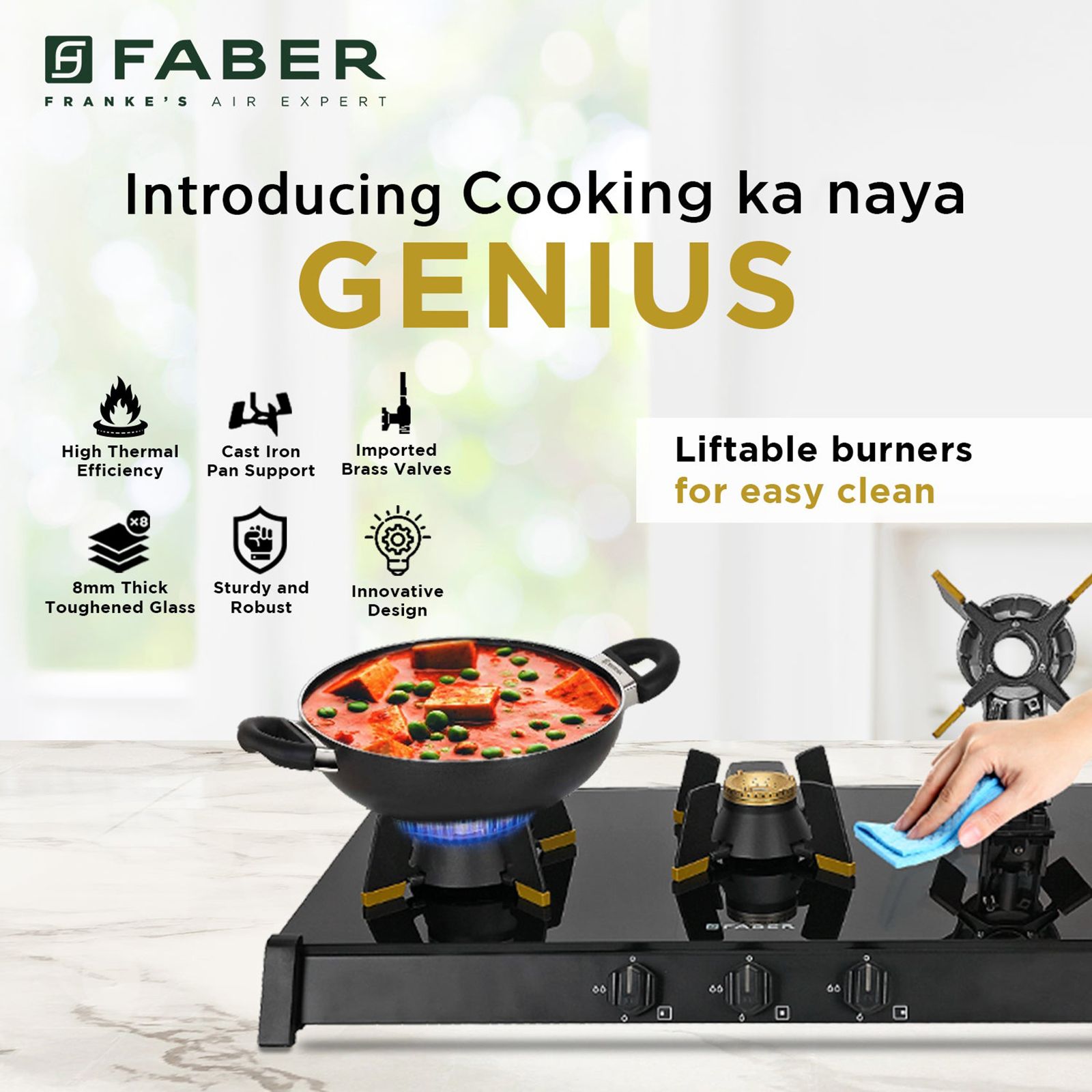 FABER GENIUS 753 AI Toughened Glass Top 3 Burner Manual Hob (Cast Iron Pan Support, Black) FABER GENIUS 753 AI Toughened Glass Top 3 Burner Manual Hob (Cast Iron Pan Support, Black)_14
