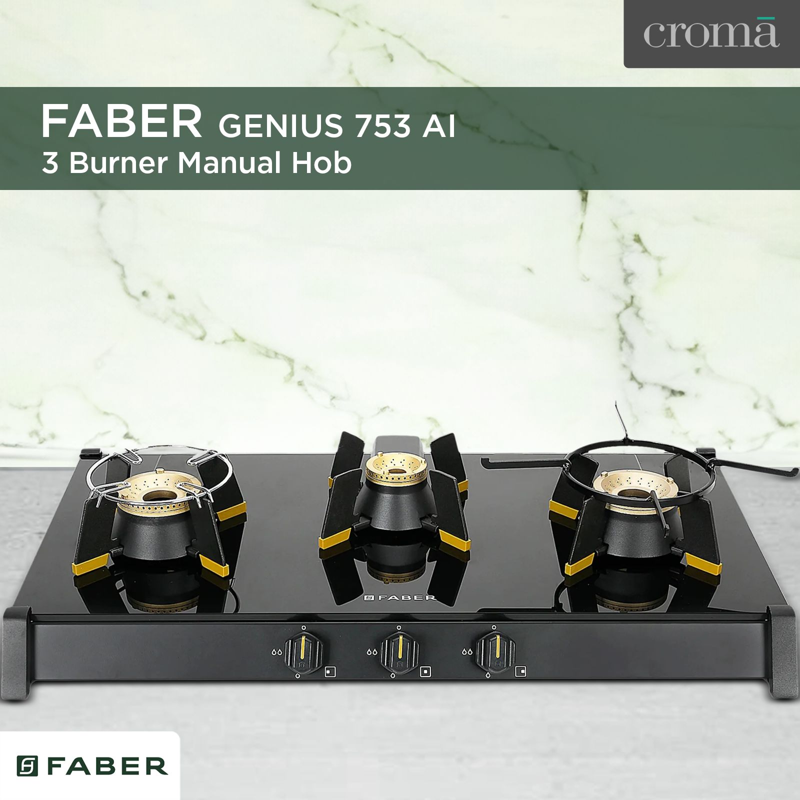 FABER GENIUS 753 AI Toughened Glass Top 3 Burner Manual Hob (Cast Iron Pan Support, Black) FABER GENIUS 753 AI Toughened Glass Top 3 Burner Manual Hob (Cast Iron Pan Support, Black)_15