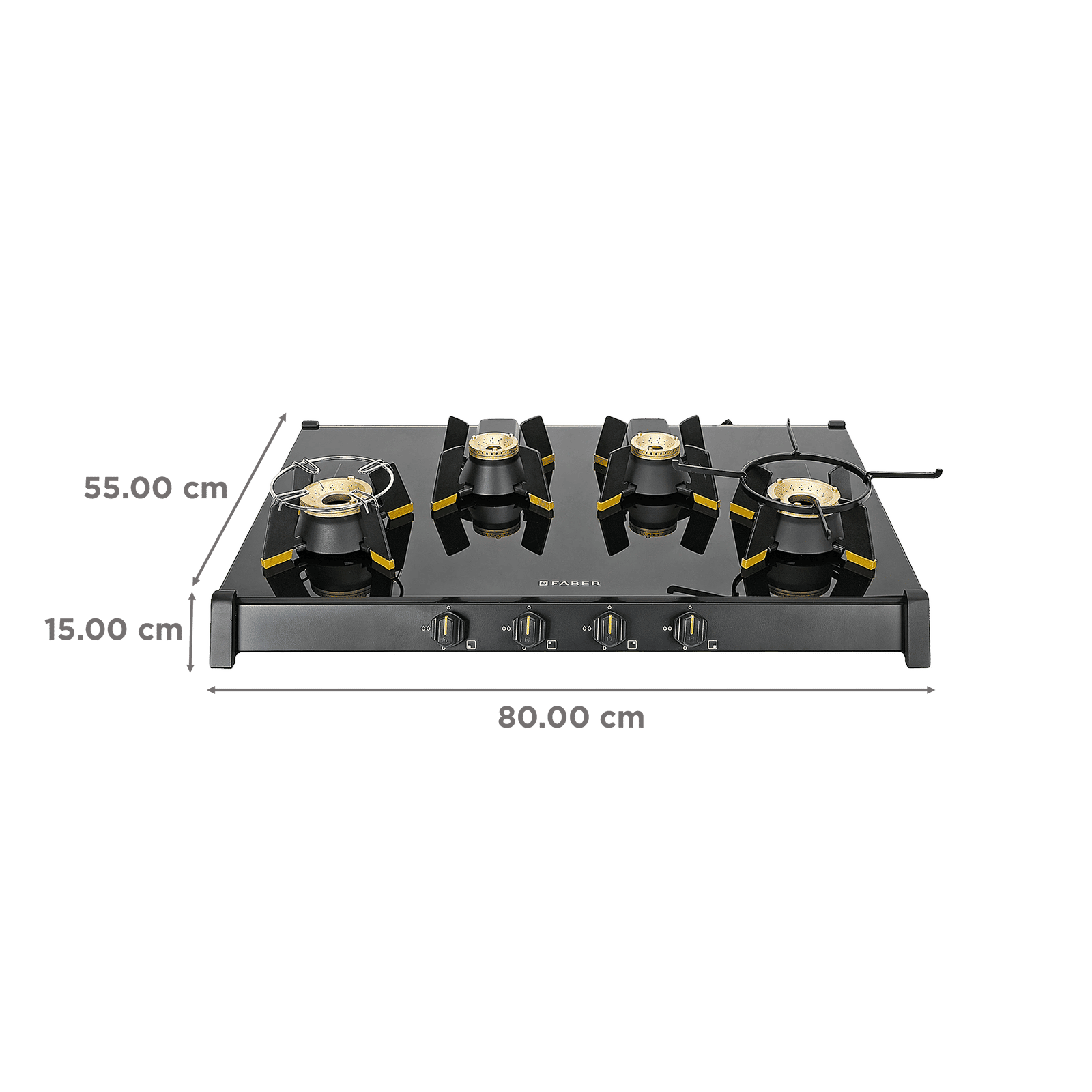 FABER GENIUS 804 AI Toughened Glass Top 4 Burner Manual Hob (Cast Iron Pan Support, Black)_2