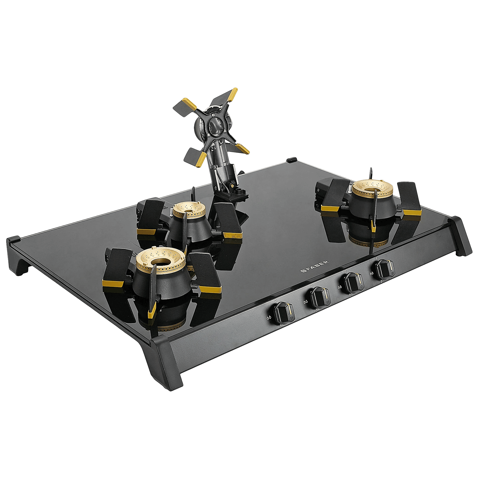 FABER GENIUS 804 AI Toughened Glass Top 4 Burner Manual Hob (Cast Iron Pan Support, Black)_8