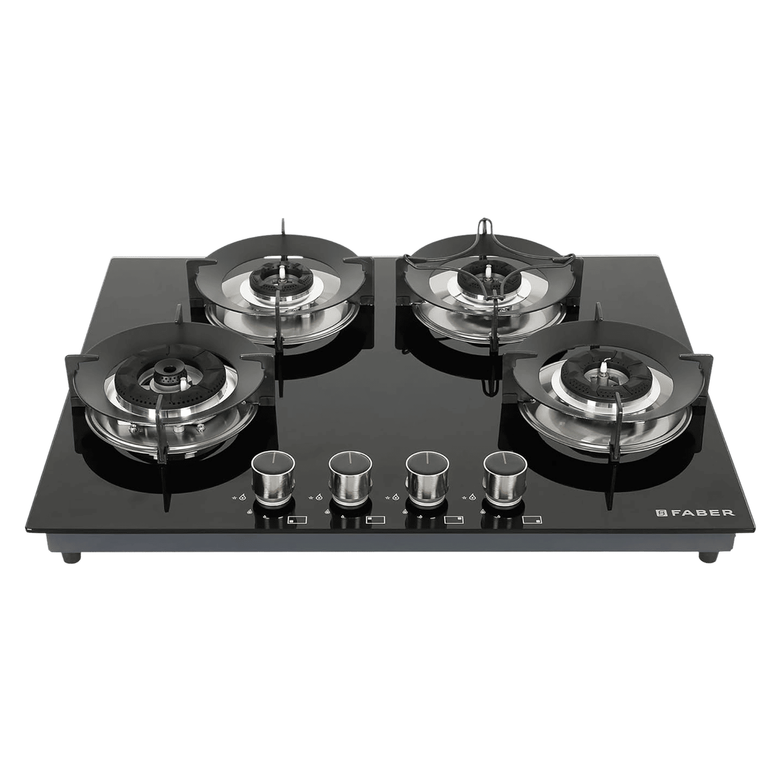 FABER Superia HT654 BR AI Toughened Glass Top 4 Burner Automatic Hob (Black Enameled Pan Support, Black) FABER Superia HT654 BR AI Toughened Glass Top 4 Burner Automatic Hob (Black Enameled Pan Support, Black)_1
