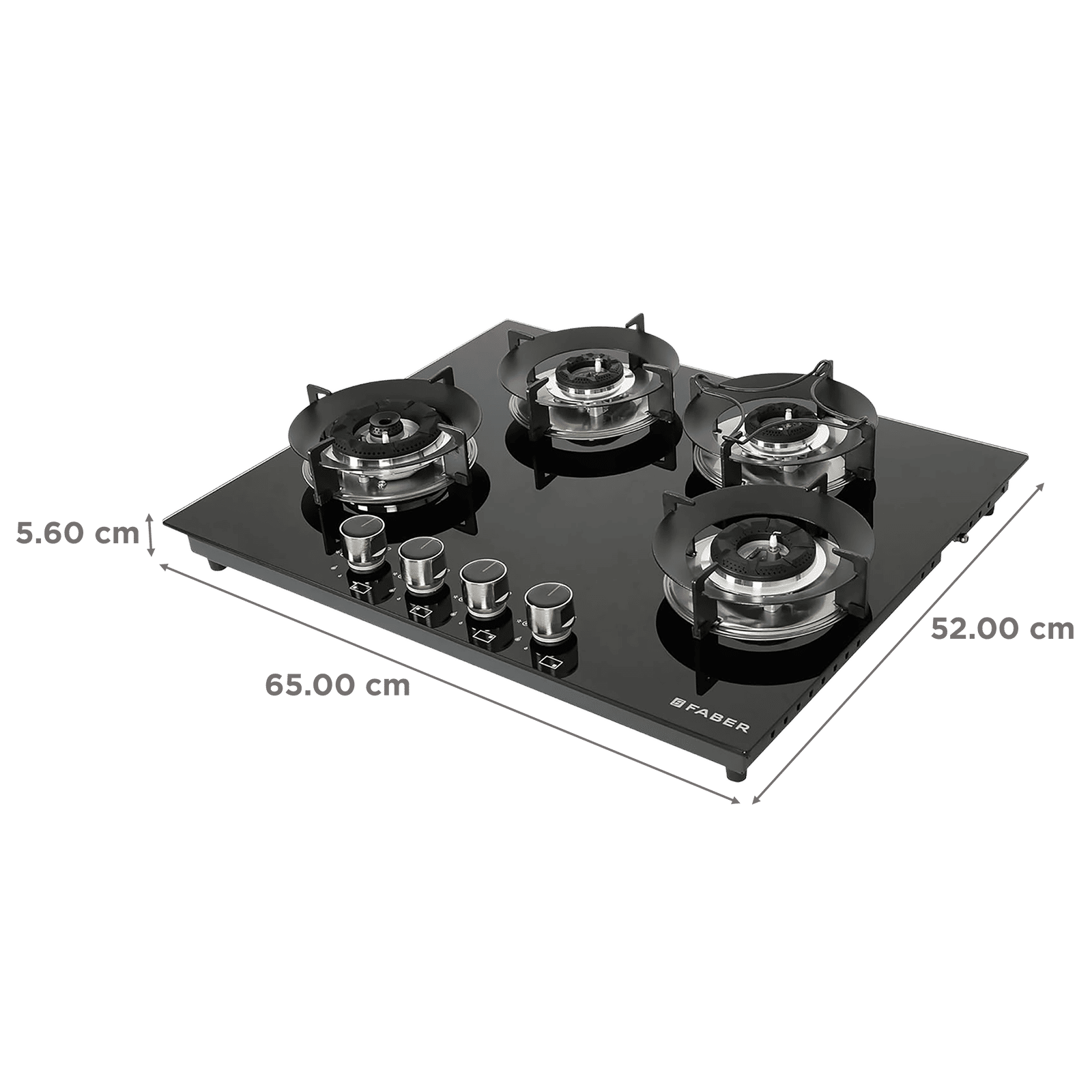 FABER Superia HT654 BR AI Toughened Glass Top 4 Burner Automatic Hob (Black Enameled Pan Support, Black) FABER Superia HT654 BR AI Toughened Glass Top 4 Burner Automatic Hob (Black Enameled Pan Support, Black)_2
