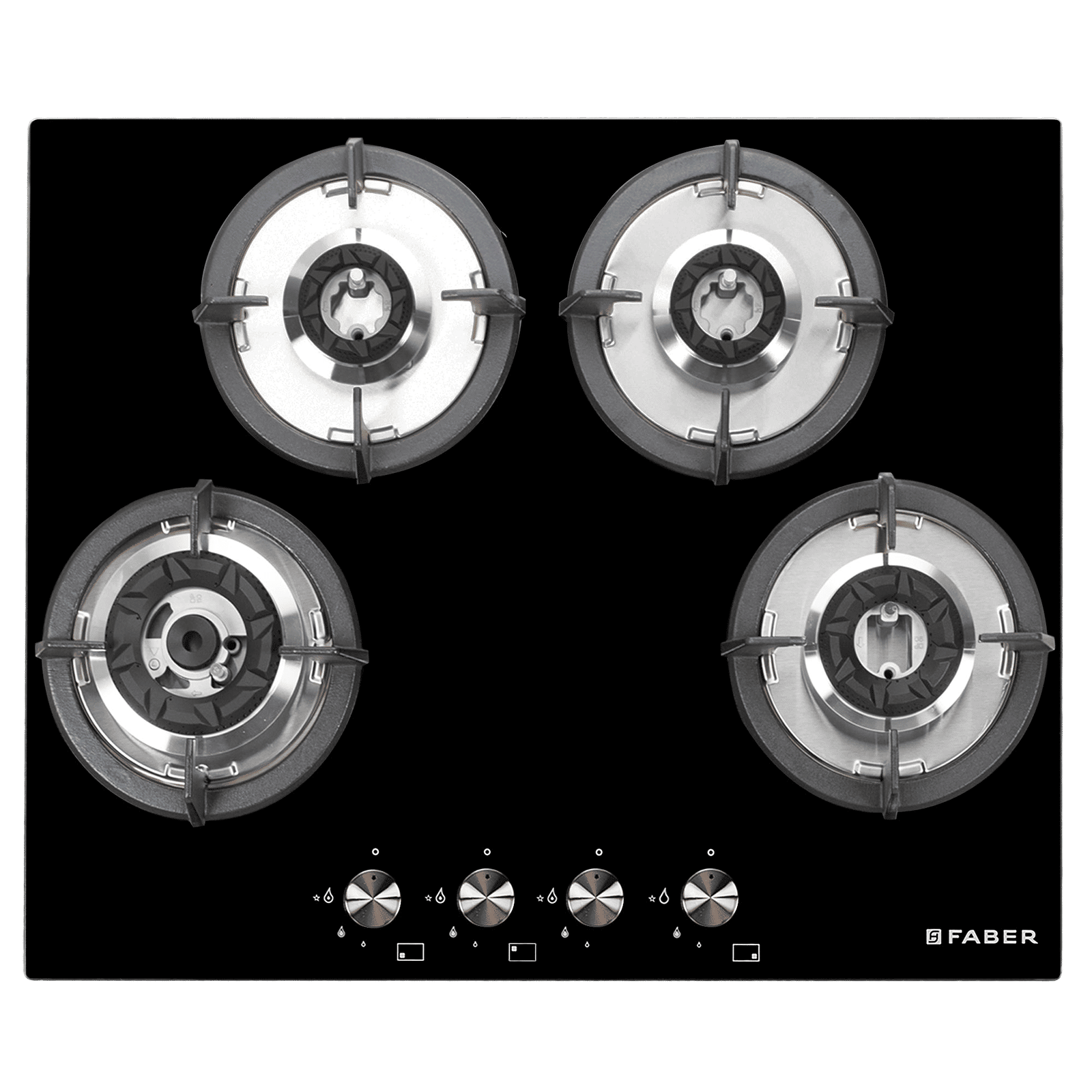 FABER Superia HT654 BR AI Toughened Glass Top 4 Burner Automatic Hob (Black Enameled Pan Support, Black) FABER Superia HT654 BR AI Toughened Glass Top 4 Burner Automatic Hob (Black Enameled Pan Support, Black)_6