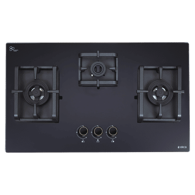 Elica FLEXI DFS PRO AB Toughened Glass Top 3 Burner Automatic Hob (Heavy Duty Burners, Black)