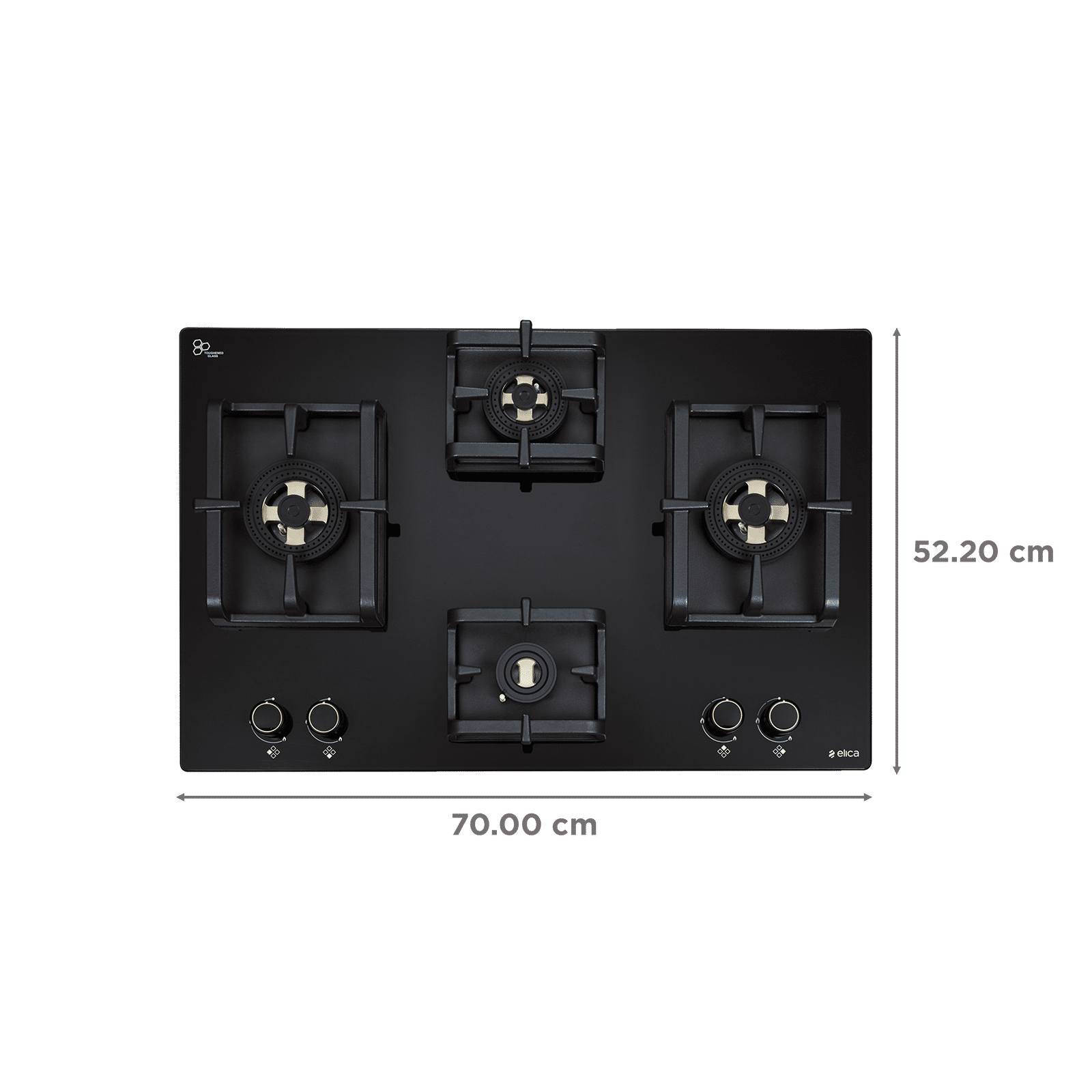 elica FLEXI DFS PRO AB 4B 70 DX Glass Top 4 Burner Automatic Hob (Cast Iron Pan Support, Black) elica FLEXI DFS PRO AB 4B 70 DX Glass Top 4 Burner Automatic Hob (Cast Iron Pan Support, Black)_2