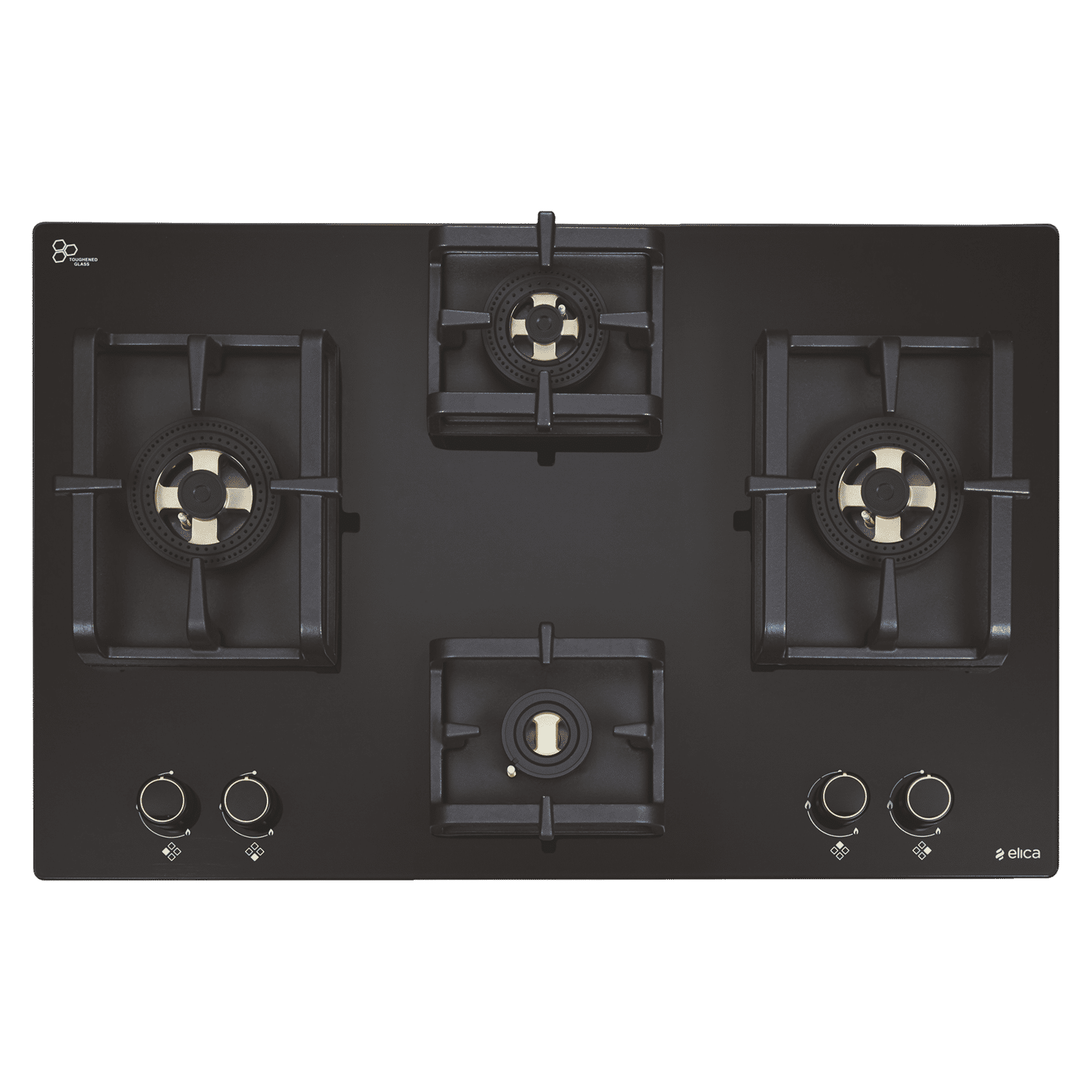 elica Flexi DFS Pro FB 4B 70 DX Glass Top 4 Burner Automatic Hob (Cast Iron Pan Support, Black Glass) elica Flexi DFS Pro FB 4B 70 DX Glass Top 4 Burner Automatic Hob (Cast Iron Pan Support, Black Glass)_1