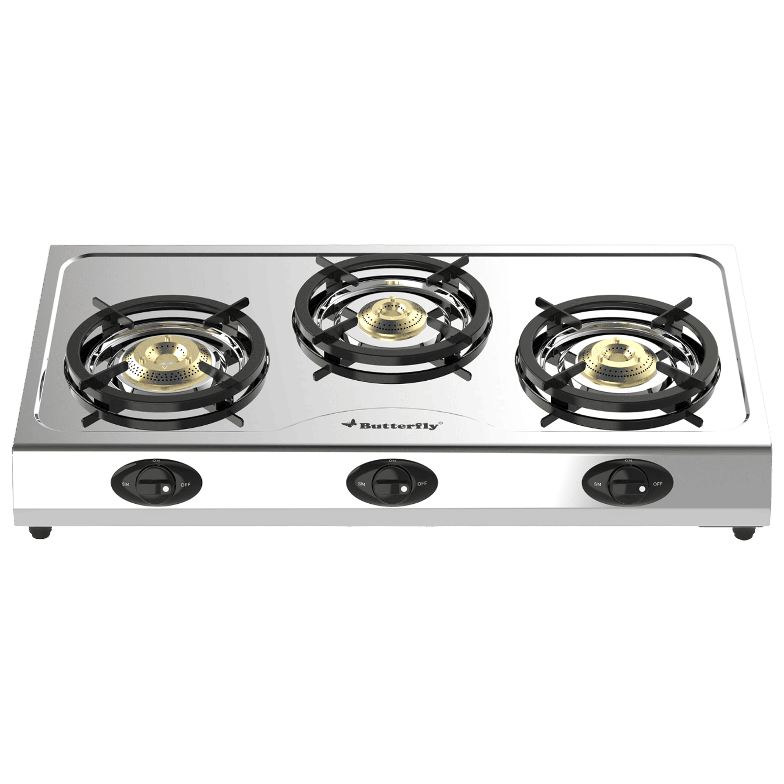 Butterfly Bolt Shakti 3 Burner Manual Gas Stove (High Thermal Efficiency, Silver) Butterfly Bolt Shakti 3 Burner Manual Gas Stove (High Thermal Efficiency, Silver)_1