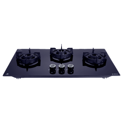 elica Flexi 375 Lotus IND HD Glass Top 3 Burner Automatic Hob (Direct Multi Flame Burner, Black)