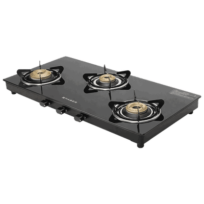 FABER Spark 3 Burner Manual Gas Stove (Knob Controlled, Black)