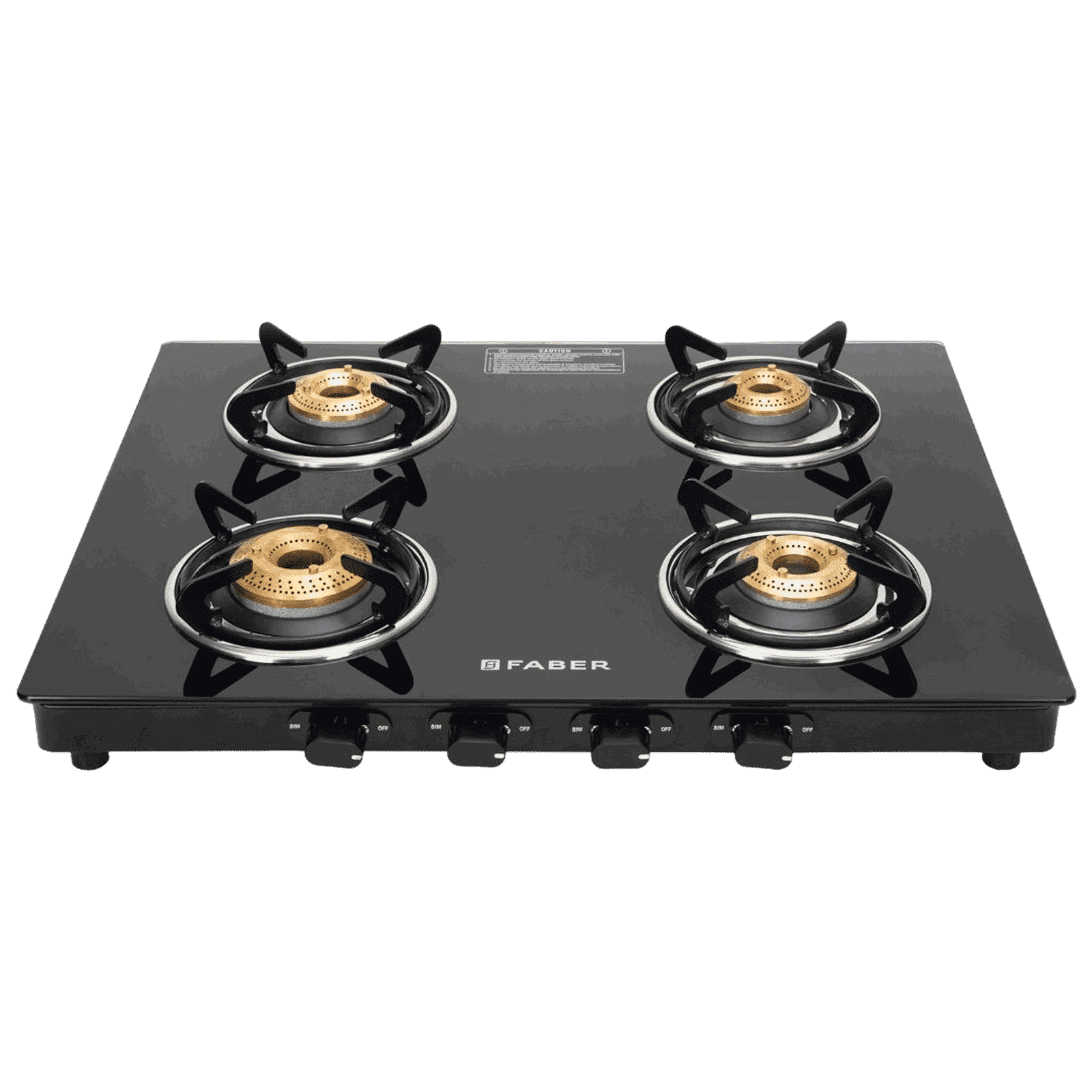 FABER Spark 4 Burner Manual Gas Stove (Knob Control, Black) FABER Spark 4 Burner Manual Gas Stove (Knob Control, Black)_1