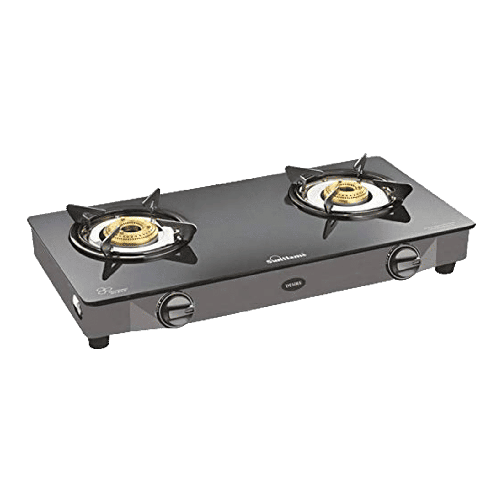 Sunflame Desire Toughened Glass Top 2 Burner Manual Gas Stove (Powder Coated Sheet Metal Base, Black) Sunflame Desire Toughened Glass Top 2 Burner Manual Gas Stove (Powder Coated Sheet Metal Base, Black)_1