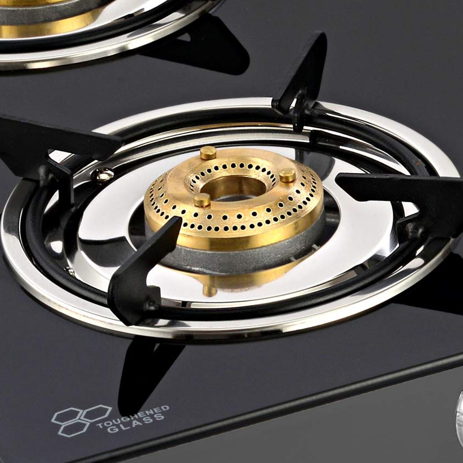 Sunflame Desire Toughened Glass Top 4 Burner Manual Gas Stove (Powder Coated Pan Supports, Black)_4