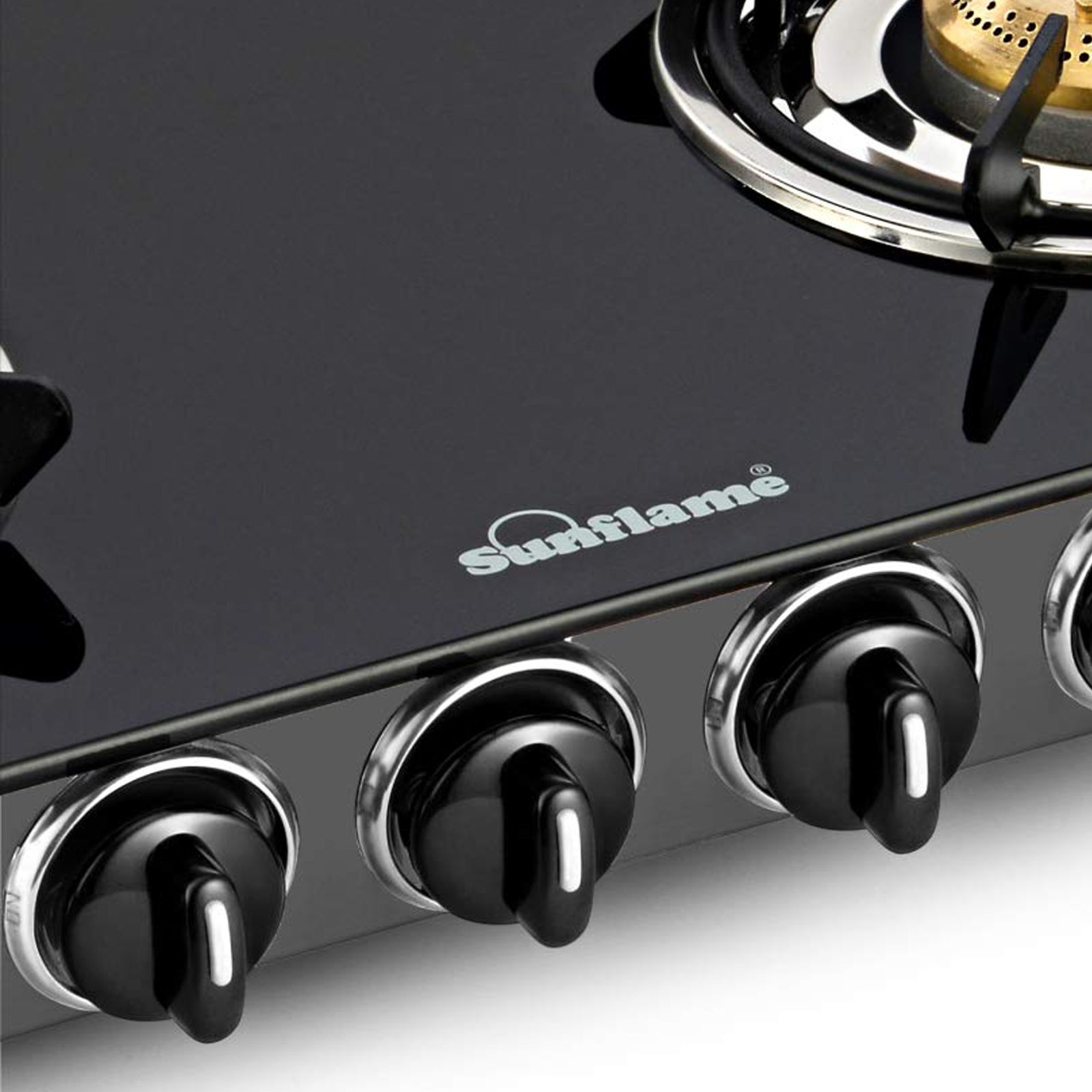 Sunflame Desire Toughened Glass Top 4 Burner Manual Gas Stove (Powder Coated Pan Supports, Black)_5