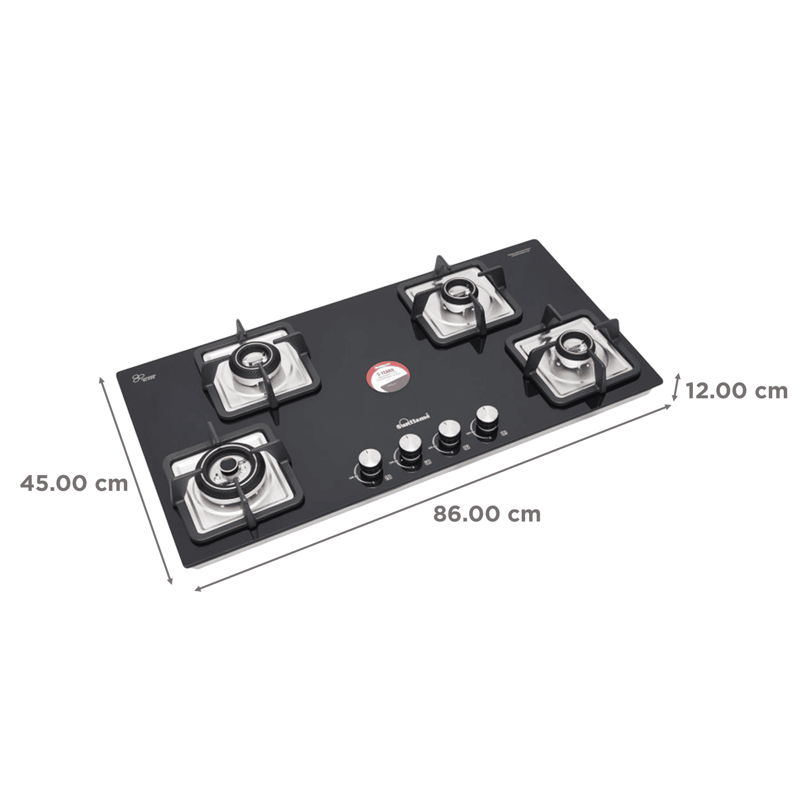 Sunflame SFD486BCS Toughened Glass Top 4 Burner Automatic Hob (Cast Iron Pan Supports, Black) Sunflame SFD486BCS Toughened Glass Top 4 Burner Automatic Hob (Cast Iron Pan Supports, Black)_2