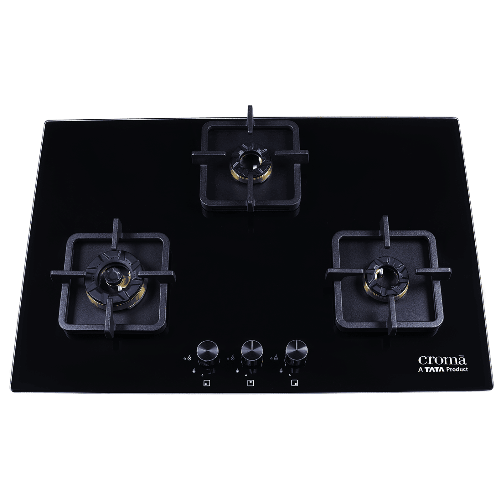 Croma Toughened Glass Top 3 Burner Automatic Hob (Cast Iron Pan Supports, Black) Croma Toughened Glass Top 3 Burner Automatic Hob (Cast Iron Pan Supports, Black)_6