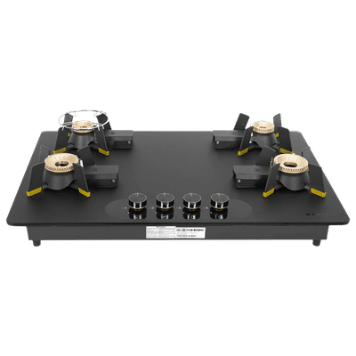 FABER Magiclift HT804 BR CI AI Toughened Glass Top 4 Burner Automatic Hob (Flame Failure Device, Black)