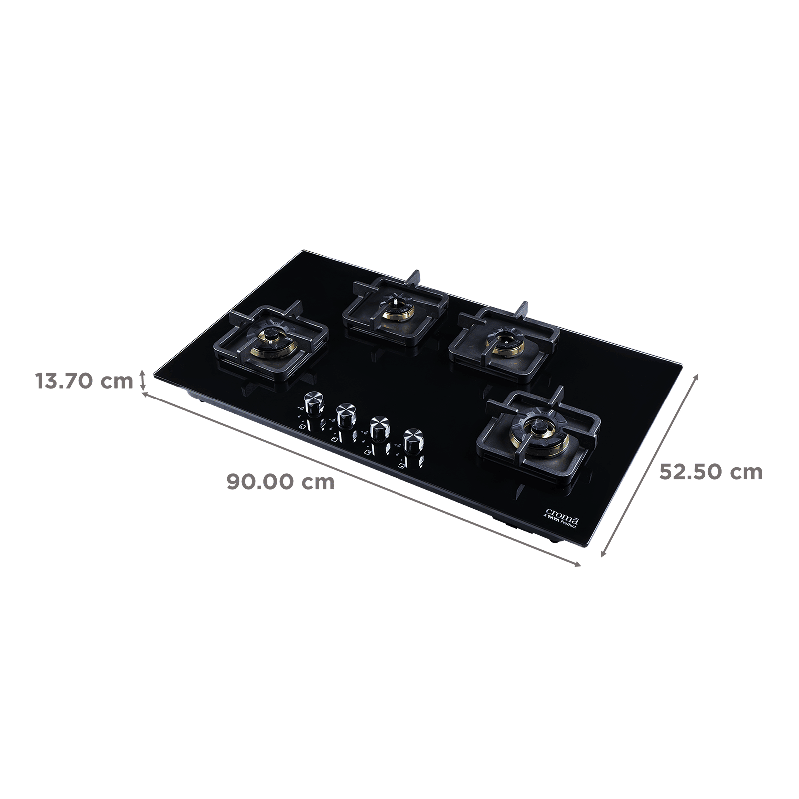 Croma AG1510 Toughened Glass Top 4 Burner Automatic Hob (Black Enamel Coated Drip Tray, Black)_2