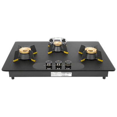 FABER Magiclift HT753 BR CI AI Toughened Glass Top 3 Burner Automatic Hob (Lift and Lock Feature, Black)
