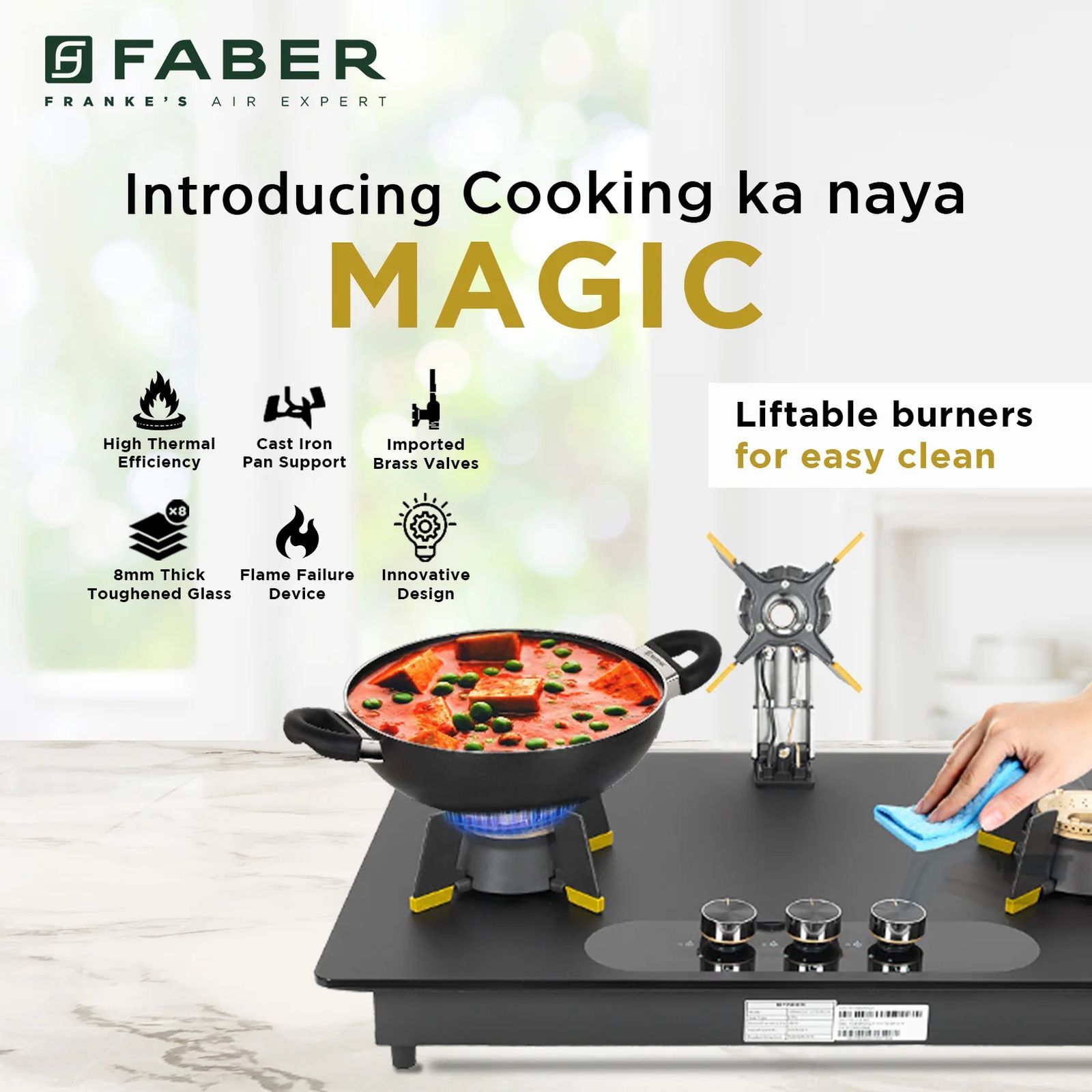 FABER Magiclift HT753 BR CI AI Toughened Glass Top 3 Burner Automatic Hob (Lift and Lock Feature, Black) FABER Magiclift HT753 BR CI AI Toughened Glass Top 3 Burner Automatic Hob (Lift and Lock Feature, Black)_12