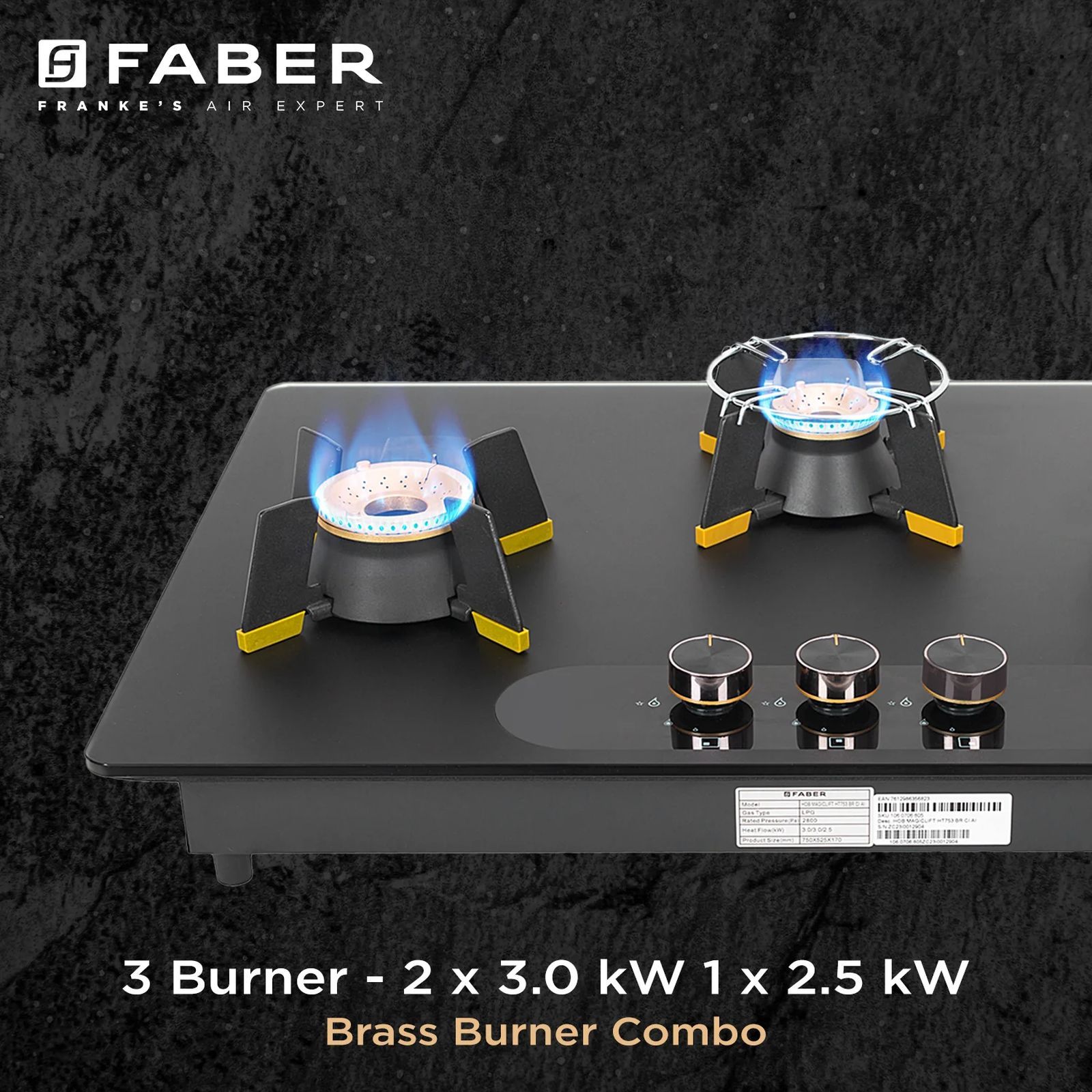 FABER Magiclift HT753 BR CI AI Toughened Glass Top 3 Burner Automatic Hob (Lift and Lock Feature, Black) FABER Magiclift HT753 BR CI AI Toughened Glass Top 3 Burner Automatic Hob (Lift and Lock Feature, Black)_16