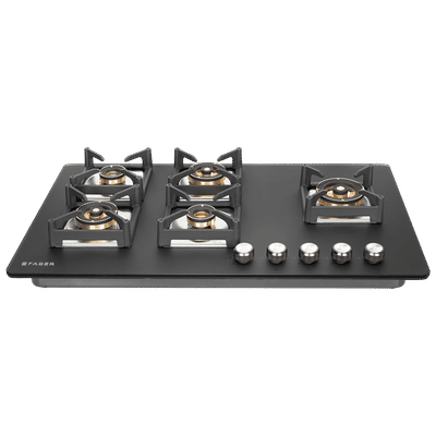 FABER BELLA HT 905 BR AI FFD Glass Top 5 Burner Automatic Hob (Flame Failure Device, Black)