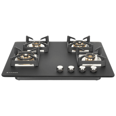 FABER BELLA HT 704 BR AI Glass Top 4 Burner Automatic Hob (Spill Proof Design, Black)