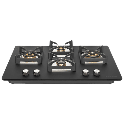 FABER BELLA HT 754 BR AI Glass Top 4 Burner Automatic Hob (Premium Metal Knobs, Black)