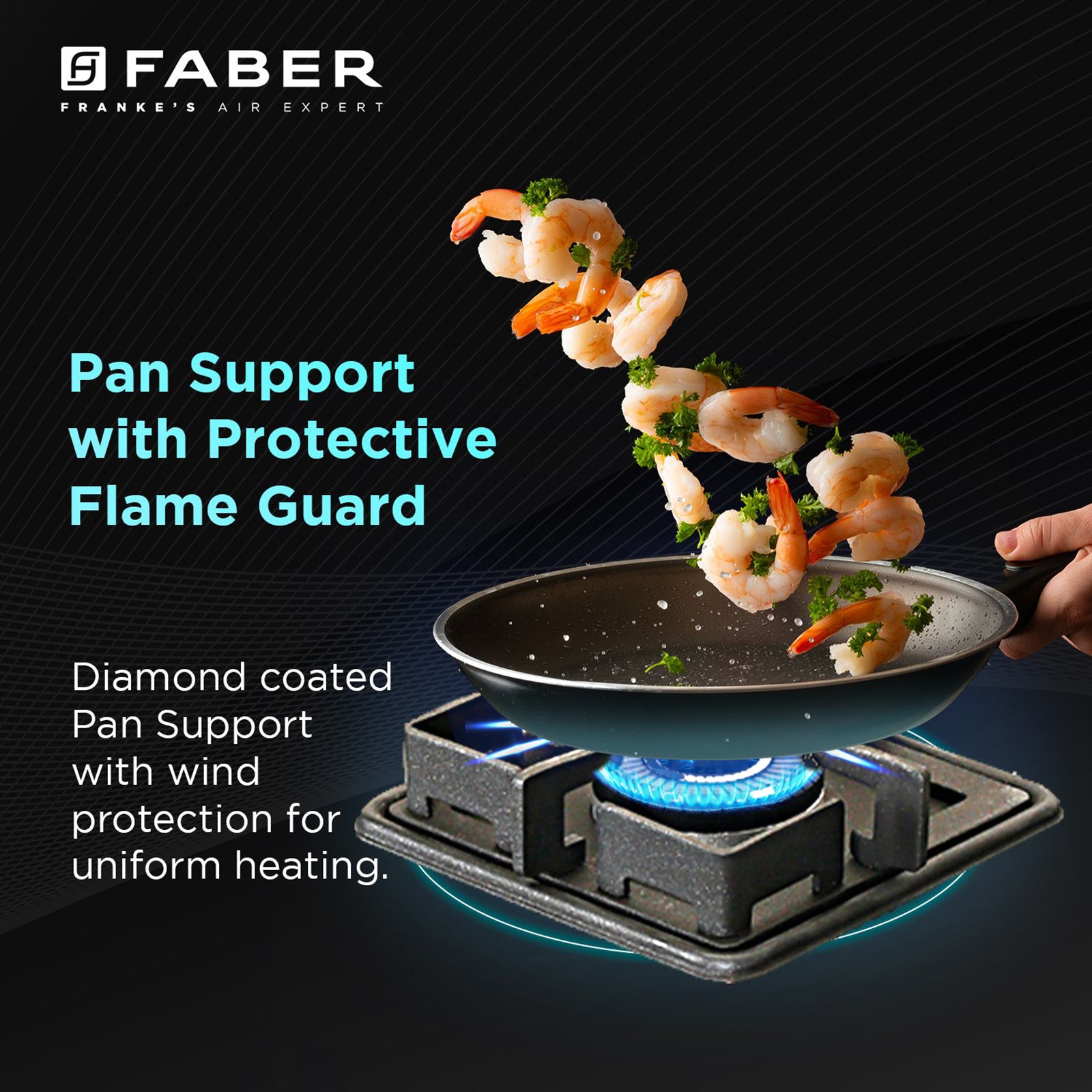 FABER PRINCE PLUS 4BB BK Glass Top 4 Burner Manual Hob (Diamond Coated Pan Support, Black)_16