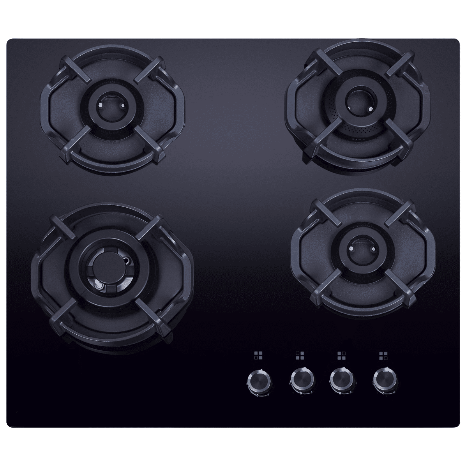 elica FLEXI HEXA 460 LOTUS IND HD BRASS Toughened Glass Top 4 Burner Automatic Hob (Auto Electric Ignition, Black)_1