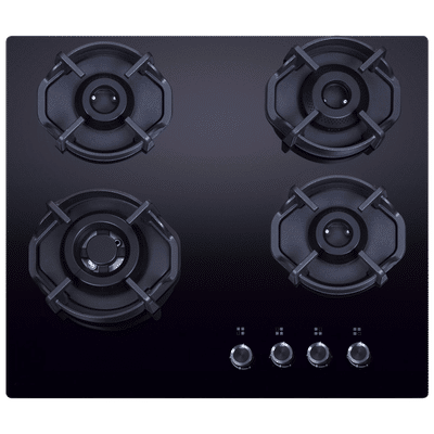 elica FLEXI HEXA 460 LOTUS IND HD BRASS Toughened Glass Top 4 Burner Automatic Hob (Auto Electric Ignition, Black)