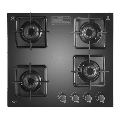 KAFF CTS 58 4B AI Toughened Glass Top 4 Burner Automatic Hob (Integrated Flame Protector, Black)