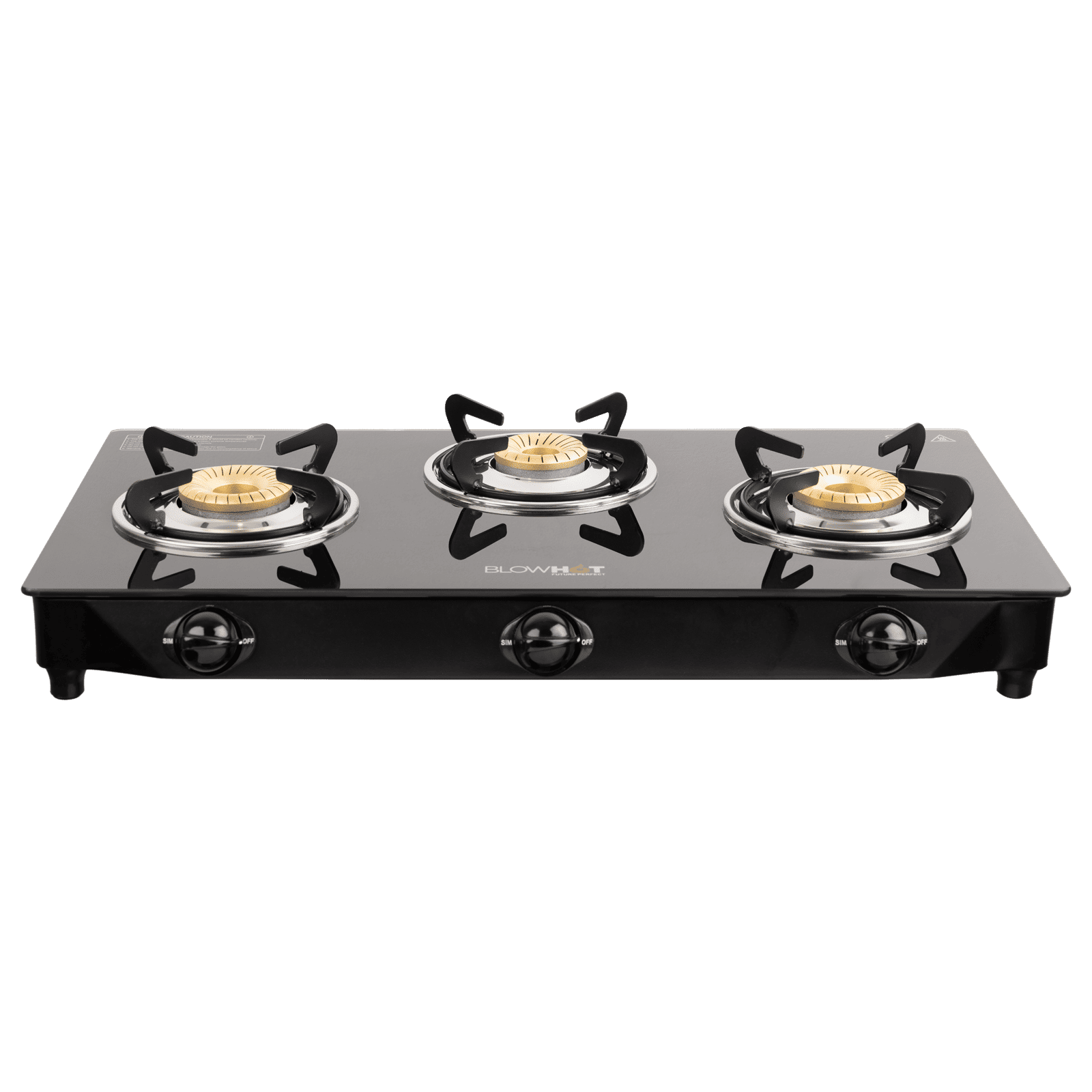 BLOWHOT Pearl Toughened Glass Top 3 Burner Manual Gas Stove (Premium Glass Finish, Black) BLOWHOT Pearl Toughened Glass Top 3 Burner Manual Gas Stove (Premium Glass Finish, Black) _6