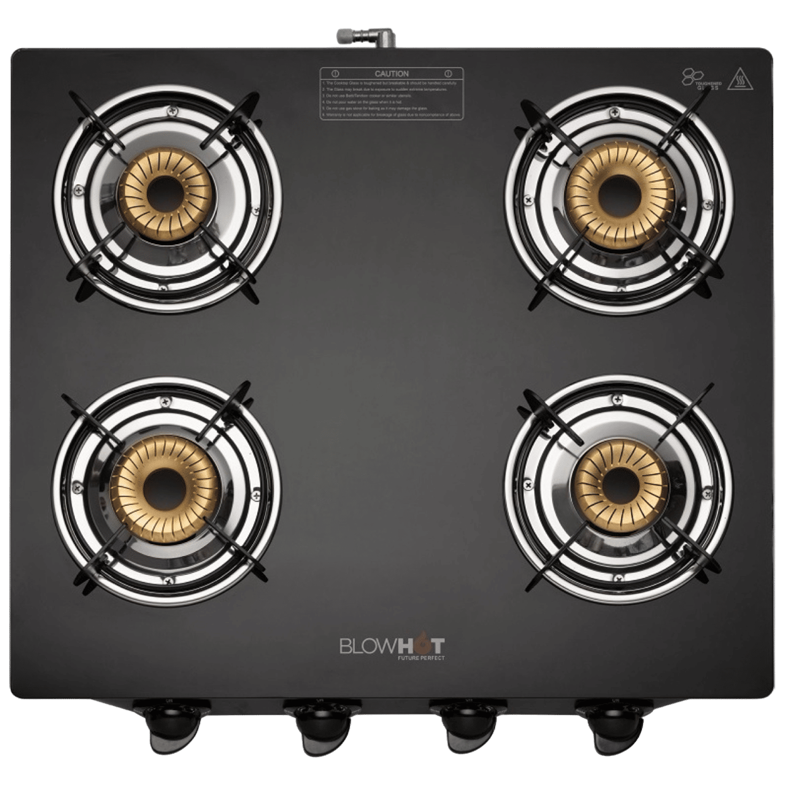 BLOWHOT Pearl Toughened Glass Top 4 Burner Manual Gas Stove (ISI Certified, Black) BLOWHOT Pearl Toughened Glass Top 4 Burner Manual Gas Stove (ISI Certified, Black)_1