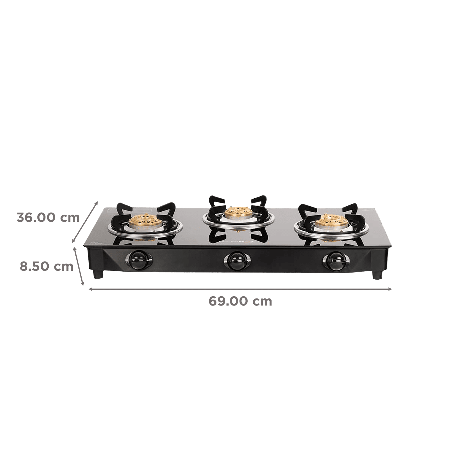 BLOWHOT Ruby Toughened Glass Top 3 Burner Manual Gas Stove (ISI Certified, Black) BLOWHOT Ruby Toughened Glass Top 3 Burner Manual Gas Stove (ISI Certified, Black)_2