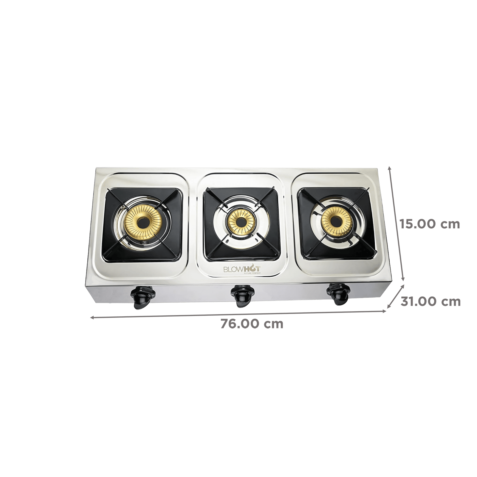 BLOWHOT Crystal Stainless Steel Top 3 Burner Manual Gas Stove (ISI Certified, Black) BLOWHOT Crystal Stainless Steel Top 3 Burner Manual Gas Stove (ISI Certified, Black)_2