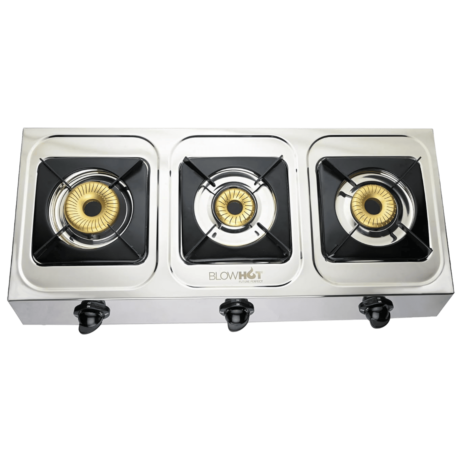 BLOWHOT Crystal Stainless Steel Top 3 Burner Manual Gas Stove (ISI Certified, Black) BLOWHOT Crystal Stainless Steel Top 3 Burner Manual Gas Stove (ISI Certified, Black)_1