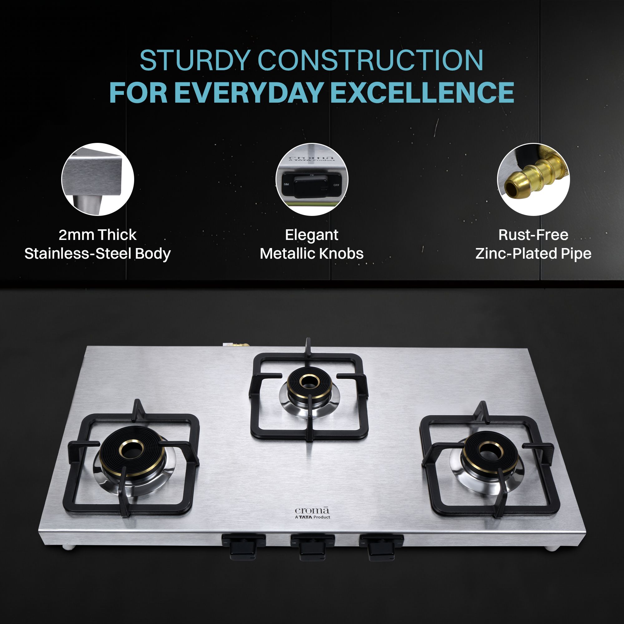 Croma 3 Burner Manual Gas Stove (Strong Anti-Skid Rubber Feet, Steel)_10