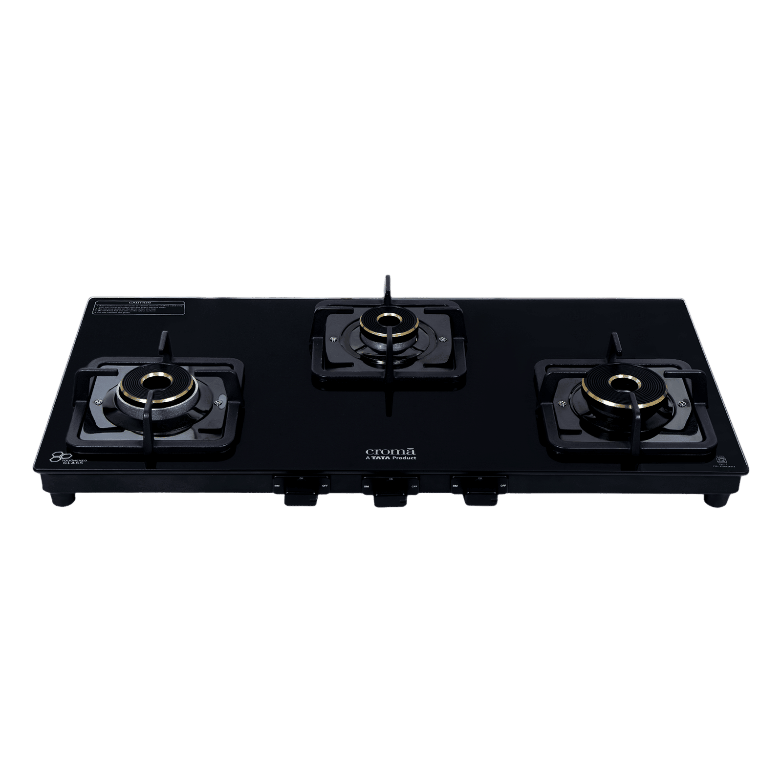 Croma 3 Burner Manual Gas Stove (Premium 3 Burner Glass, Black) Croma 3 Burner Manual Gas Stove (Premium 3 Burner Glass, Black)_1