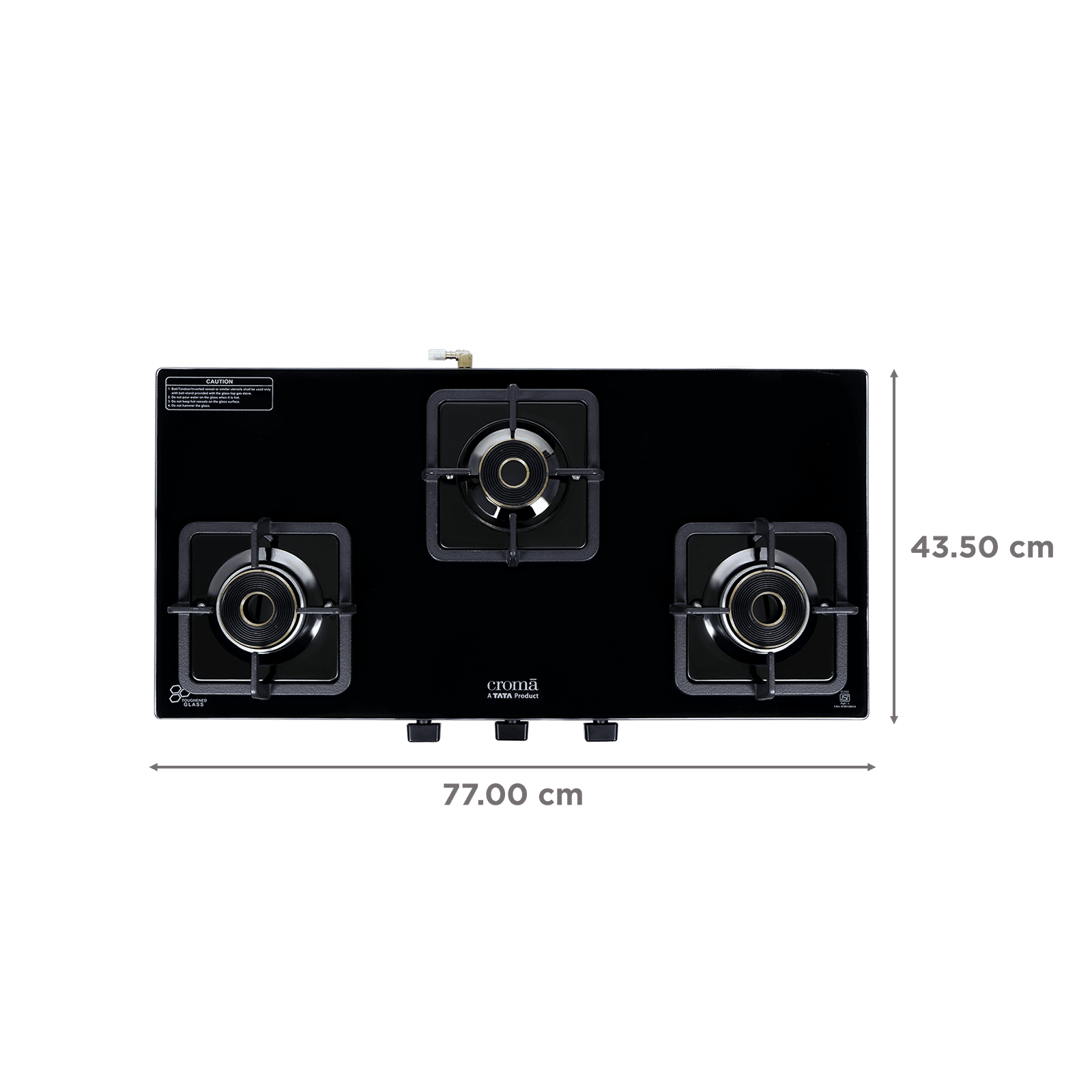Croma 3 Burner Manual Gas Stove (Premium 3 Burner Glass, Black) Croma 3 Burner Manual Gas Stove (Premium 3 Burner Glass, Black)_2